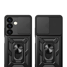 Husa antisoc Armor, compatibila cu Samsung Galaxy A05s, silicon si plastic, magnet inclus, inel prindere, stand pentru filme, Camera Slide, Rosu - Img 3