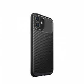 Husa antisoc iPhone 12 stil carbon, ultra slim, Negru, fashion look