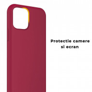 Husa iPhone 11 Pro Max, ultra slim silicon si microfibra, Visiniu - Img 4