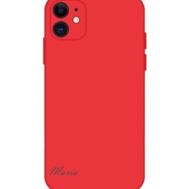 Husa protectie pentru iPhone 11, slim, silicon Rosu cu interior din microfibra, protectie camera si Personalizare Unica cu Numele Maria