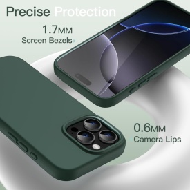 husa verde iphone 16 pro max cu catifea la interior planetphone