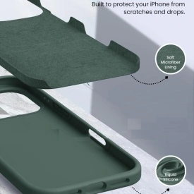 husa verde iphone 16 pro cu catifea la interior planetphone