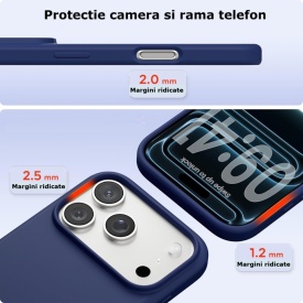 husa iphone 17 pro max bleumarin din silicon si catifea la interior planetphone