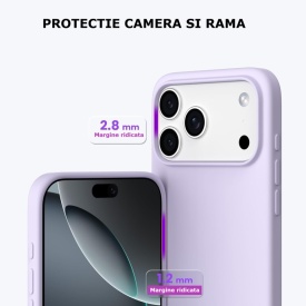 husa iphone 17 pro max mov din silicon si catifea la interior planetphone