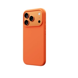 Husa protectie pentru iPhone 17 Pro Max, slim, silicon, Portocalie cu interior din microfibra, protectie camera, protectie ecran