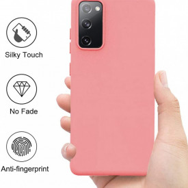 Husa protectie Samsung Galaxy S20 FE, ultra slim, silicon Roz, cu interior de catifea, protectie camera - Img 5