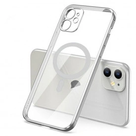husa iphone 11 magsafe transparenta margini argintii planetphone