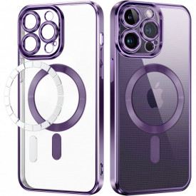 husa iphone 15 pro max magsafe transparenta margini mov planetphone