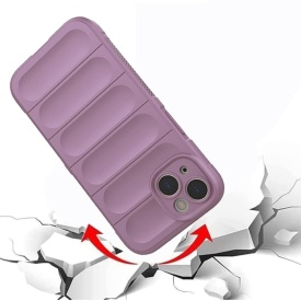 Husa protectie Wave style, compatibila cu iPhone 14, antisoc, silicon Mov, interior din microfibra, anti-alunecare, protectie camera, protectie ecran - Img 5