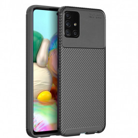 Husa Samsung Galaxy A51, stil carbon, ultra slim, Negru, fashion look