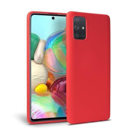 Husa Samsung Galaxy A51, ultra slim silicon si microfibra, Rosu
