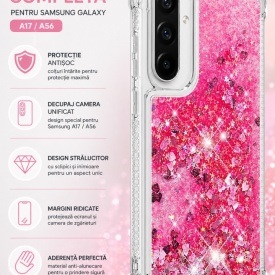 husa samsung a57 cu sclipici si lichid roz