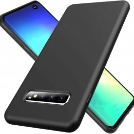 husa Samsung s10 plus negru silicon si catifea
