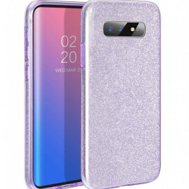 Husa Samsung Galaxy S10 ultra slim din silicon, cu 3 straturi protective, Fashion, cu sclipici Glitter, Mov