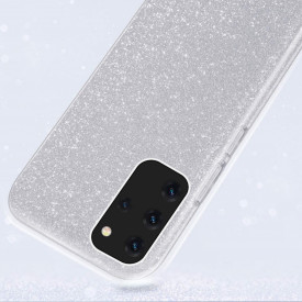 Husa Samsung Galaxy S20 Plus, ultra slim din silicon, cu 3 straturi protective, Fashion, cu sclipici Glitter, Argintiu - Img 3