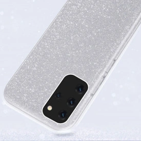 Husa Samsung Galaxy S20 Plus, ultra slim din silicon, cu 3 straturi protective, Fashion, cu sclipici Glitter, Argintiu - Img 3