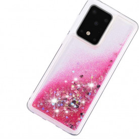 Husa Samsung Galaxy S20 Ultra, cu Apa si Sclipici, Lichid si Glitter, Fashion, protectie camera, Roz - Img 5