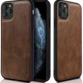 Husa X-Level iPhone 11 Pro Max din silicon si piele ecologica Luxury Leather, Maro