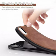 Husa X-Level iPhone X/Xs din silicon si piele ecologica Luxury Leather, Maro - Img 2