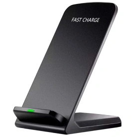 Încărcător wireless compatibil Qi, stand universal Fast Charge, pentru telefon, suport birou, negru