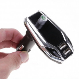 Modulator auto FM, car kit bluetooth, transmitator FM, Transmitator Bluetooth wireless, adaptor FM, modulator muzica Handsfree Mp3 Player, audio USB, design elegant, Argintiu - Img 4