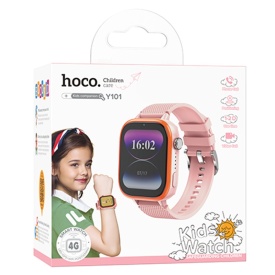 Ceas SmartWatch, pentru copii, Hoco (Y101 4G) - BT 5.0, Multifunction + telefon, NanoSIM, 680mAh, Multilanguage, PINK - Img 4