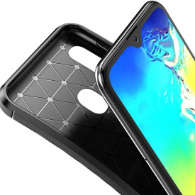 Husa antisoc Samsung Galaxy A20e, stil carbon, ultra slim, Negru, fashion look - Img 3