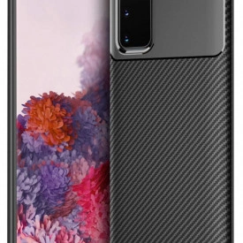 Husa antisoc Samsung Galaxy S20, stil carbon, ultra slim, Negru, fashion look - Img 4