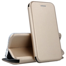 Husa compatibila cu Xiaomi Redmi 13C din piele ecologica, flip cover tip carte cu suport carduri, stand pentru video, Auriu