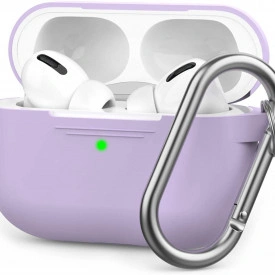 Husa cutiuta casti Apple Airpods Pro, silicon Mov, 2 piese, carlig prindere
