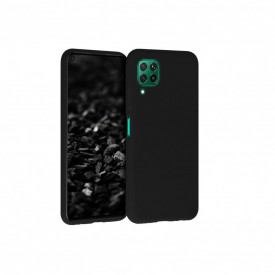 Husa Huawei P40 Lite, ultra slim, silicon Negru, cu interior de catifea, protectie camera