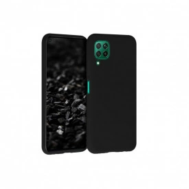 Husa Huawei P40 Lite, ultra slim, silicon Negru, cu interior de catifea, protectie camera