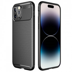 Husa iPhone 14 Pro Max, antisoc, stil carbon, slim, Negru, fashion look auto focus, Negru