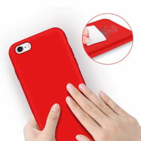 Husa iPhone 6 / iPhone 6S, ultra slim silicon, interior din catifea, Rosu - Img 5