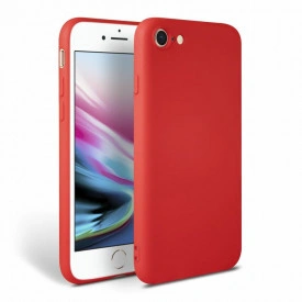 Husa iPhone 7 / iPhone 8, ultra slim silicon, interior din catifea, Rosu