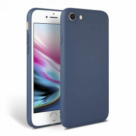 Husa iPhone 7 / iPhone 8, ultra slim silicon, interior din catifea, Bleumarin
