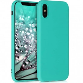 Husa iPhone X, iPhone 10, iPhone XS, iPhone 10S, ultra slim, silicon, cu interiorul din microfibra, Turcoaz