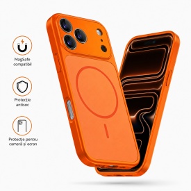 husa iphone 17 pro magsafe portocaliu incarcare wireless