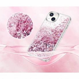 husa apa sclipici iphone 13 roz planetphone
