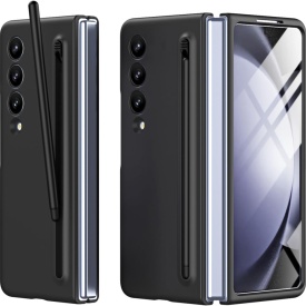 Husa protectie compatibila cu Samsung Galaxy Z Fold 3, cu S-Pen inclus, Slim, Antisoc, Premium Quality, din policarbonat, 2 piese, Negru