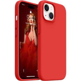 Husa protectie pentru iPhone 15, slim, silicon Rosu cu interior din microfibra, protectie camera, protectie ecran, ISAG