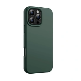 Husa protectie pentru iPhone 16 Pro Max slim, silicon Verde Army cu interior din microfibra, protectie camera, protectie ecran, ISAG