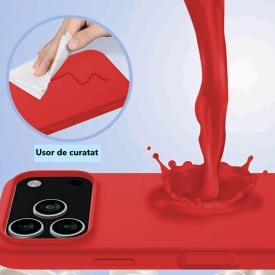 husa iphone 17 pro max rosie din silicon si catifea la interior planetphone