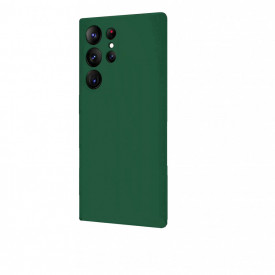 Husa protectie Samsung Galaxy S23 Ultra, ultra slim, silicon Verde inchis, cu interior de catifea, protectie camera