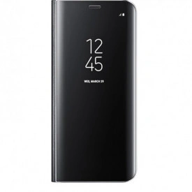 Husa Protectie Samsung Galaxy S9, Flip Cover, Clear View Mirror, Negru