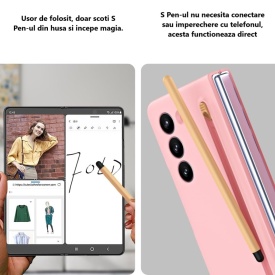 husa samsung z fold 5 cu s pen roz planetphone