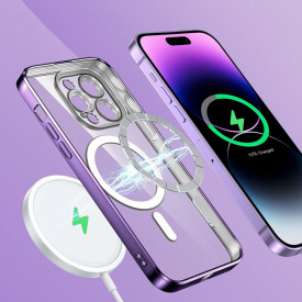 husa iphone 15 pro max magsafe transparenta margini mov planetphone