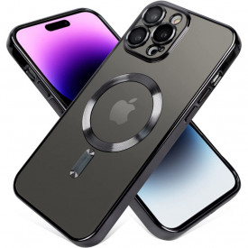 husa iphone 15 pro max magsafe transparenta margini negru planetphone