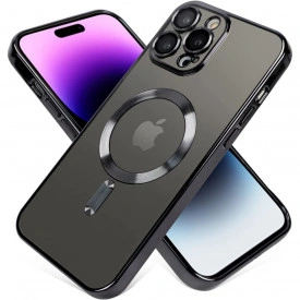 husa iphone 15 pro max magsafe transparenta margini negru planetphone
