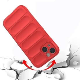 Husa protectie Wave style, compatibila cu iPhone 15, antisoc, silicon Rosu, interior din microfibra, anti-alunecare, protectie camera, protectie ecran - Img 5
